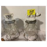 PAIR OF INDUSTRIAL GLASS SHADE LIGHT FIXTURES