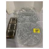 METAL SERVER SET, PRESSED GLASS OF ALL KINDS