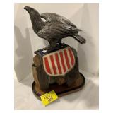 17' TALL BRONZE? EAGLE ON CARVED WOOD BASE