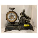 ANTIQUE ANSONIA MACBETH FIGURAL MANTLE CLOCK