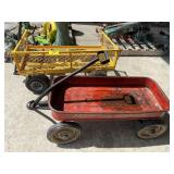 RADIO FLYER WAGON, YELLOW METAL GARDEN CART