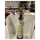 35' TALL BRASS EAGLE, STONE & METAL FIGURAL