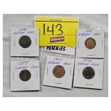 (5) INDIAN HEAD PENNIES