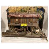 BARN SCENE LARGE DIORAMA, LEAD NATIVE AMERICAN