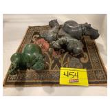 2 CARVED STONE HIPPO SETS - BOTH MARKED MADE IN