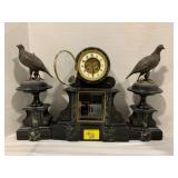 3-PIECE ANTIQUE FRENCH STYLE MARBLE MANTLE CLOCK