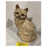 ANTIQUE PAINTED CAST IRON CAT DOORSTOP