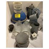 ANTIQUE ENAMELWARE CREAMERS & MISC PIECES, OLD