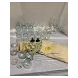 PLAY MONEY IN BAG, STEMWARE OF ALL KINDS, GLASS
