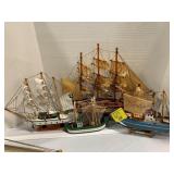 4 WOODEN SHIPS