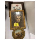 2 FRAMED ANTIQUE PRINTS, WOOD FRAMED ASIAN THEMED