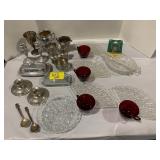 RUBY RED CUP SNACK SETS, PEWTER / METAL Dï¿½COR,