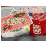GROUP OF VINTAGE SOFT GOODS, VINTAGE APRONS