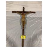 29' TALL WOOD CROSS W/ CHALKWARE JESUS