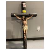 4FT TALL WOOD CROSS W/ PLASTIC JESUS