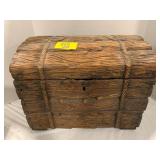 18' LONG ANTIQUE CARVED WOOD TRESURE CHEST TRUNK