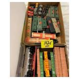 2 FLATS OF VINTAGE PLASTIC TRAIN CARS OF ALL