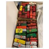 2 FLATS OF VINTAGE PLASTIC TRAIN CARS OF ALL