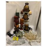 PAIR OF FROG LAMPS, METAL FROG CANDLEHOLDER
