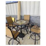 HIGH-TOP PATIO TABLE W/ 4 CHAIRS, UMBRELLA &