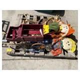 SCARECROWS, RED PLANTER WAGON