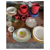 CORELLE PLATES, MISMATCH CHINA, PRESSED GLASS,