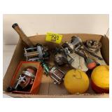 FLAT FULL OF VINTAGE FISHING REELS & TACKLE