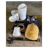 BUCKETS, LIFE JACKET, SLEEPING BAG, BATTERY