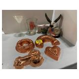 COPPER COLORED METAL MOLDS, PORCELAIN EAGLE