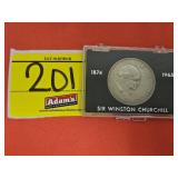 1965 CHURCHILL ONE CROWN COIN IN OGP SLAB BLACK