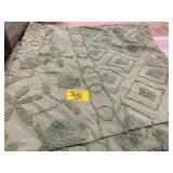KING SIZE VINTAGE GREEN CHENILLE BLANKET