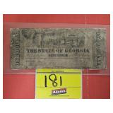 1863 GEORGIA ONE DOLLAR BILL, CONFEDERATE STATES