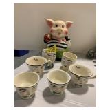 PIG CERAMIC COOKIE JAR, BAILEYS FACE MUGS