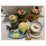 COOKIE JARS, ANTIQUE YELLOW TEAPOT, ROMAN STYLE