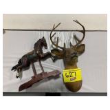REPRO CAST IRON HORSE BOUNCER & METAL DEER HEAD