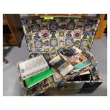 ANTIQUE STEAMER TRUNK W/ TRAY FULL OF BOOKS