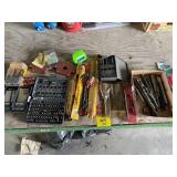 DRILL BIT SETS, TAPE MEASURER, LEVELS, CHISELS,