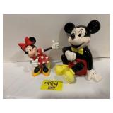MICKEY MOUSE BANK, MINNIE FIGURINE