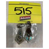 PAIR ABALONE SHELL CLIP-ON DANGLE EARRINGS
