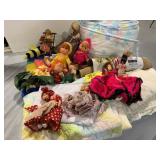 GROUP OF DOLLS OF ALL KINDS, BABY BEDDING, BABY