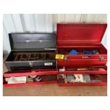 2 METAL TOOLBOXES FULL OF CONTENTS OF ALL KINDS