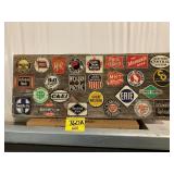 WOOD PLANK DISPLAY W/ METAL RAILROAD BADGE SIGNS