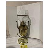 BRASS W/ GLASS CHIMNEY ROTATING SHIPS LANTERN