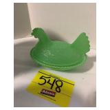 JADEITE COLORED GLASS HEN ON NEST