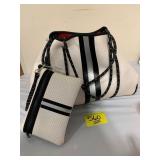 HAUTE SHORE MARKED BLACK & WHITE PURSE W/