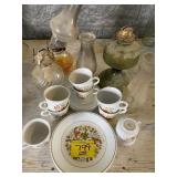 CORELLE SET, GLASS OIL LAMPS