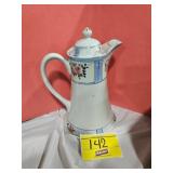 CERAMIC PITCHER WITH LID...NO MARKINGS
