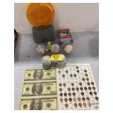 PENNY PARTIAL SHEET, BASEBALLS, WARNING LIGHT,
