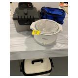 PROFRY, CROCK POT IN BAG, ROASTER UNDER TABLE