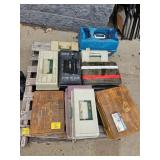 PALLET OF TACKLE BOXES WITH VARIOUS TACKLE,